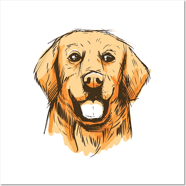 Hand Drawn Golden Retriever Labrador Wall Art by Printroof